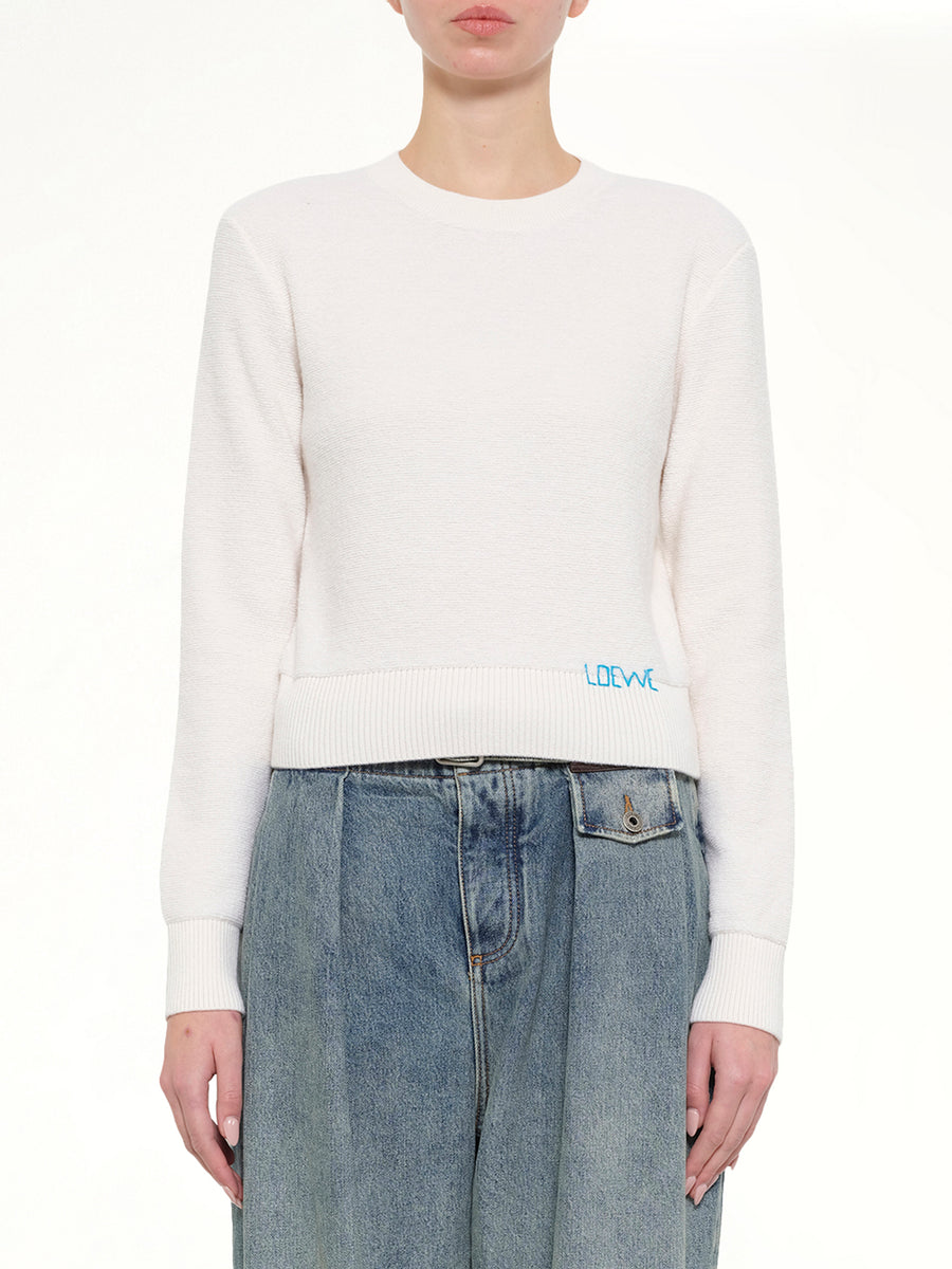 Wool Sweater in Ecru/Blue