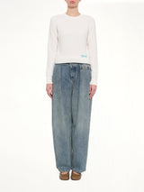 Wool Sweater in Ecru/Blue