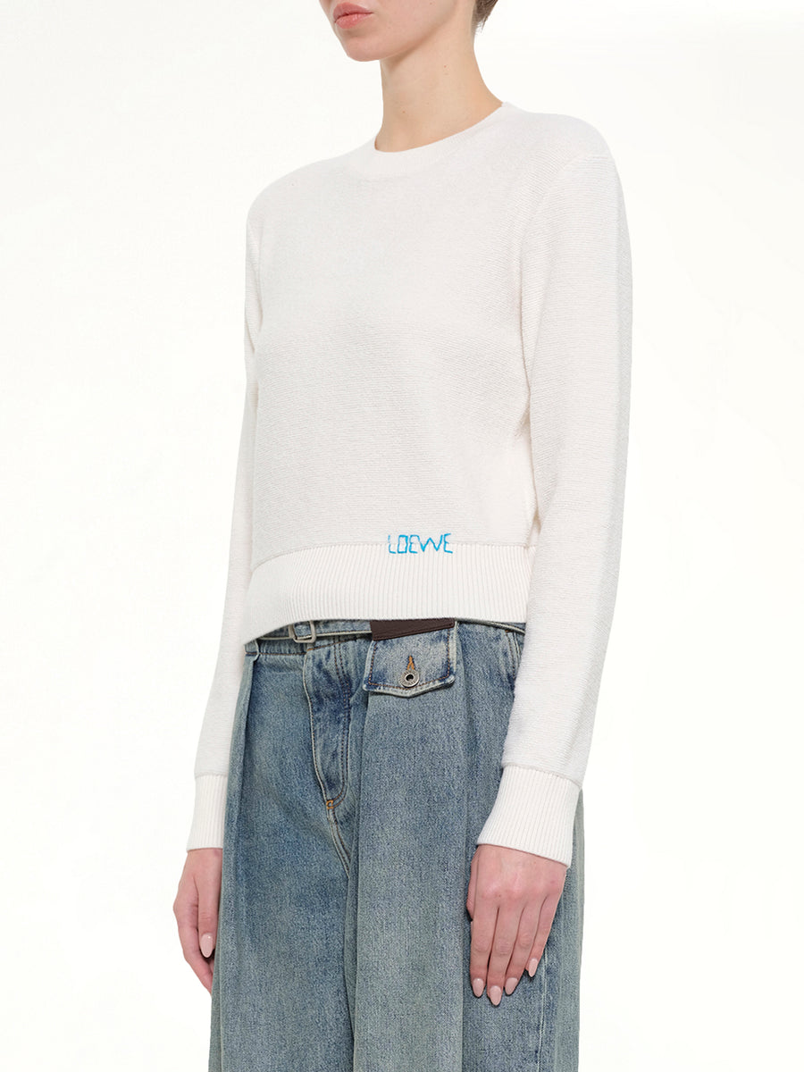 Wool Sweater in Ecru/Blue