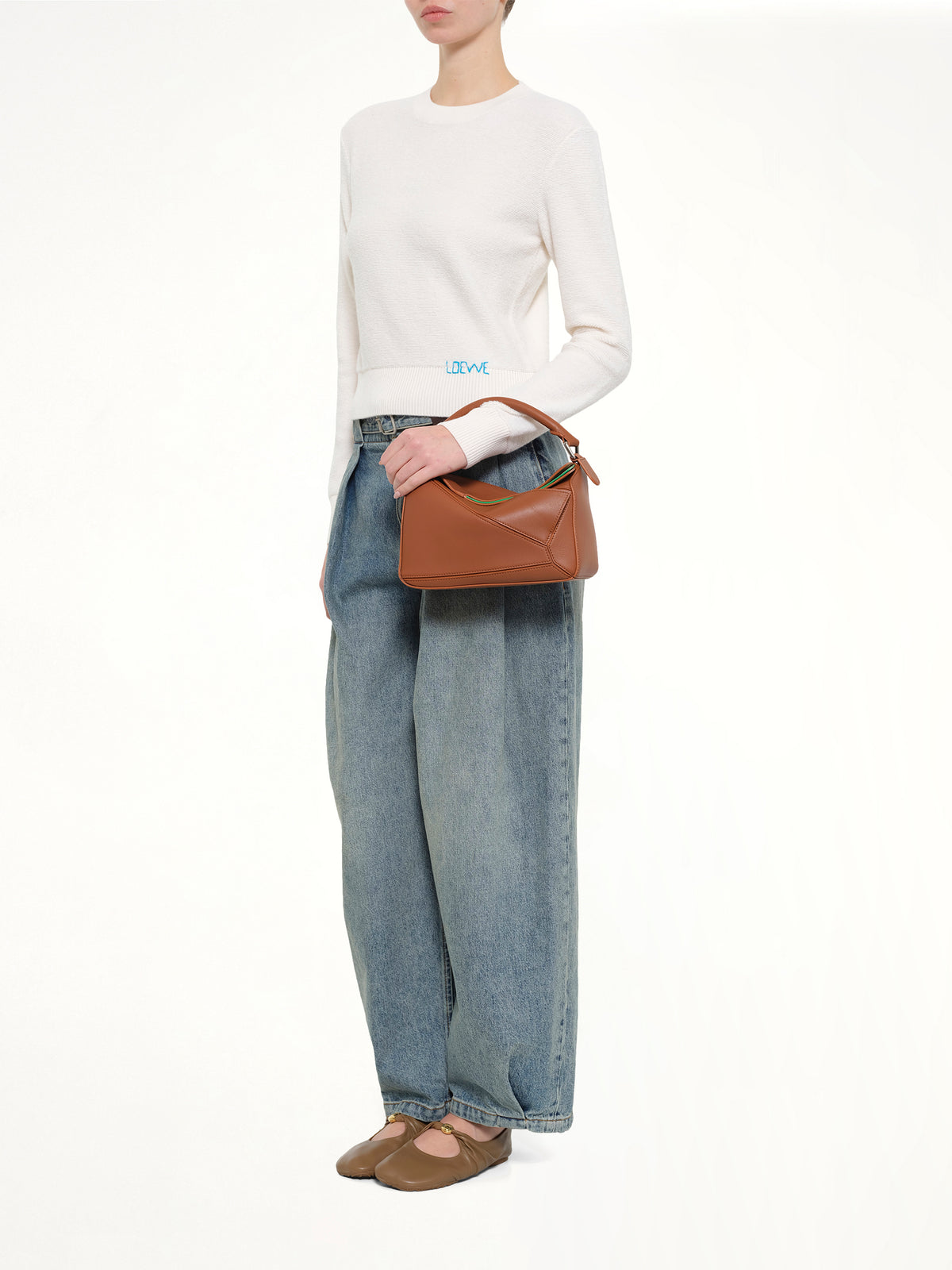Wool Sweater in Ecru/Blue