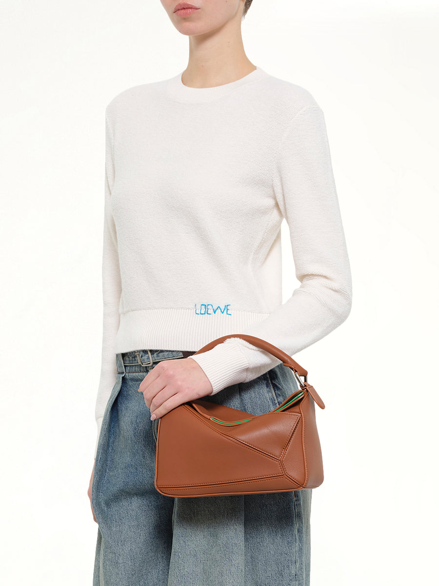Wool Sweater in Ecru/Blue