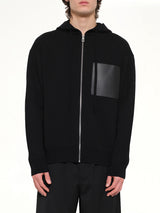 Wool Zip-Up Hoodie in Black