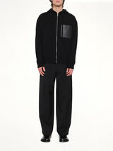 Wool Zip-Up Hoodie in Black