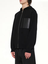 Wool Zip-Up Hoodie in Black