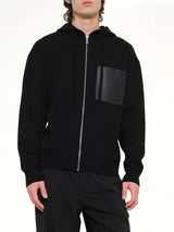 Wool Zip-Up Hoodie in Black