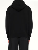 Wool Zip-Up Hoodie in Black