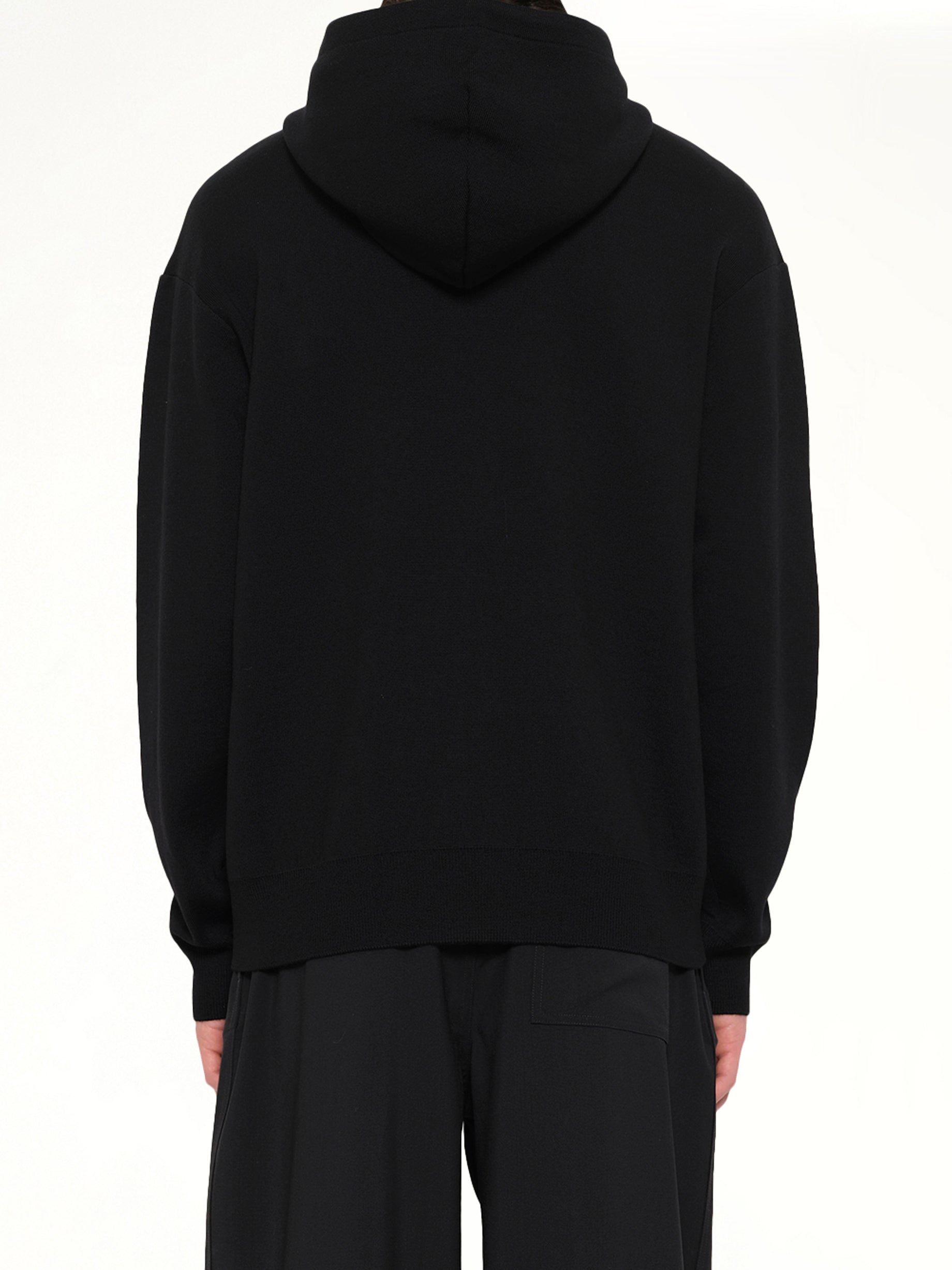 Wool Zip-Up Hoodie in Black