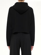 Wool Zip-Up Hoodie in Black