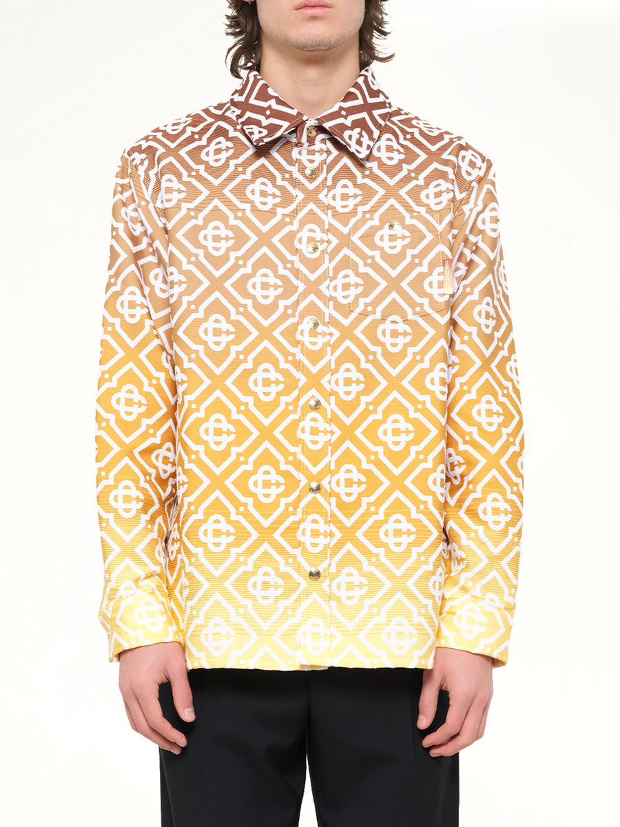 Boucle Jacquard Monogram Shacket in Brown