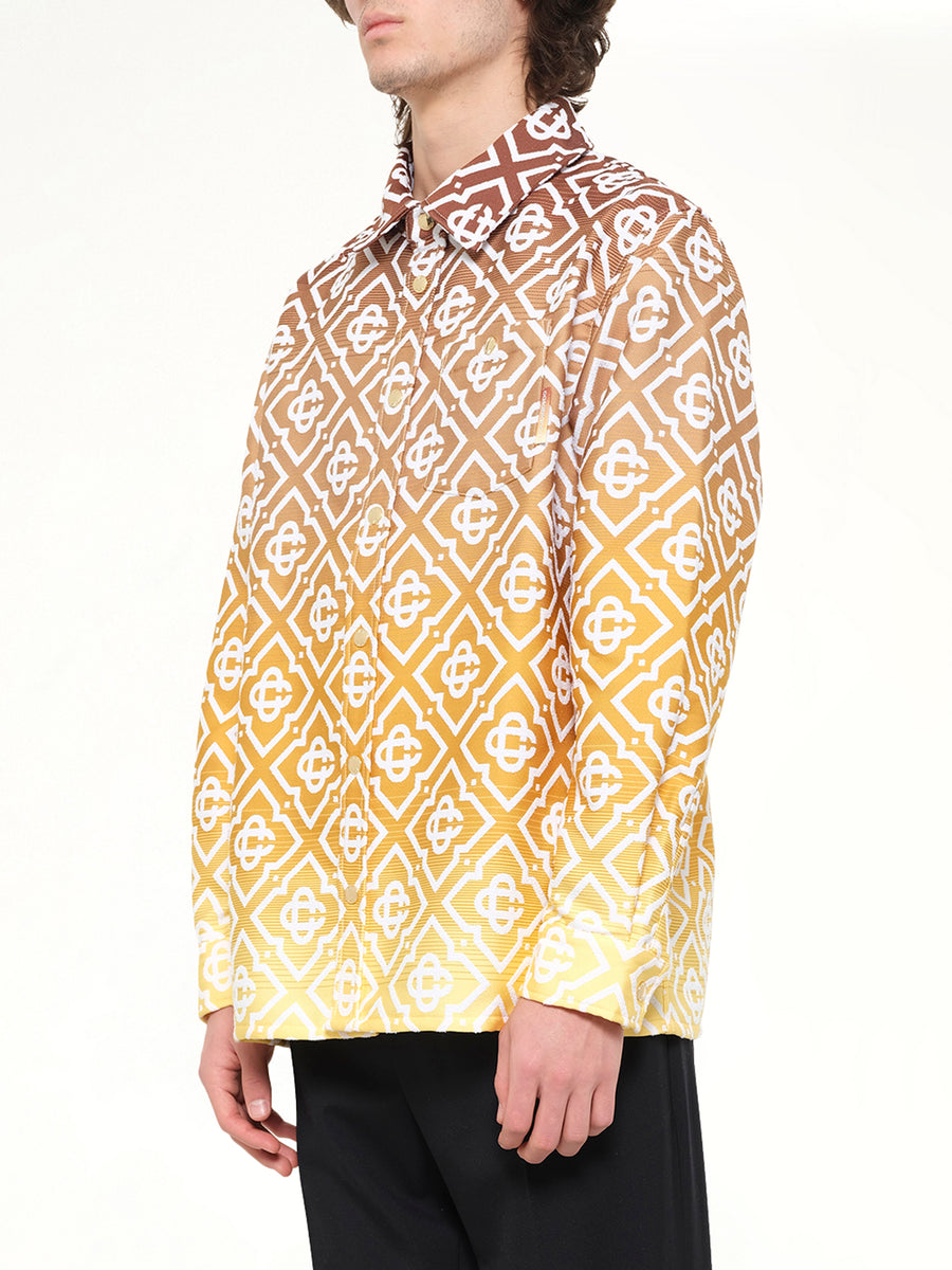 Boucle Jacquard Monogram Shacket in Brown