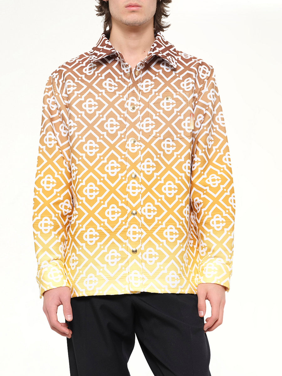 Boucle Jacquard Monogram Shacket in Brown