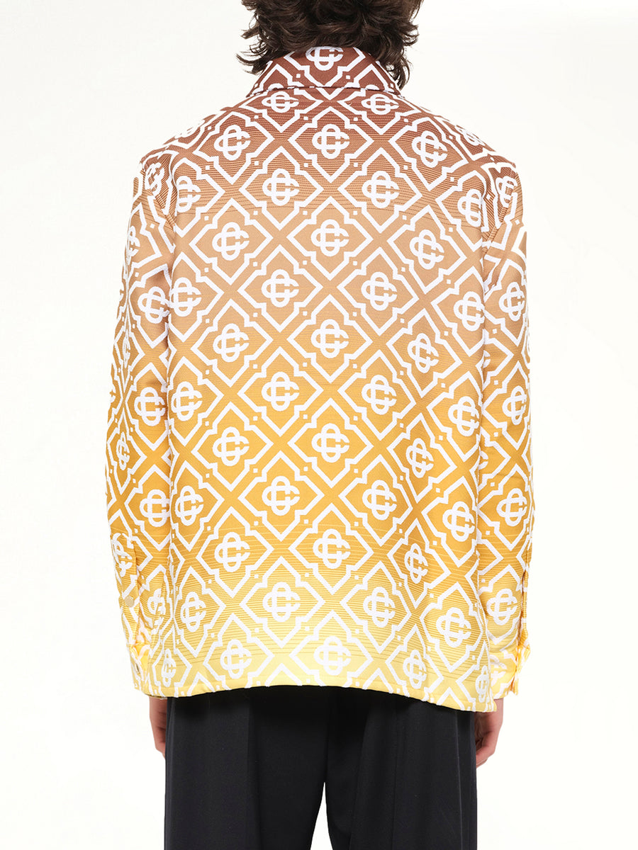 Boucle Jacquard Monogram Shacket in Brown