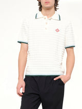 Boucle Short Sleeve Polo in White