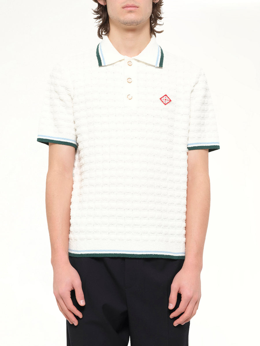 Boucle Short Sleeve Polo in White