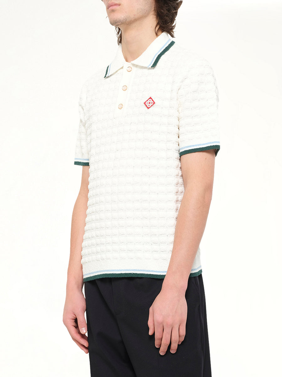 Boucle Short Sleeve Polo in White