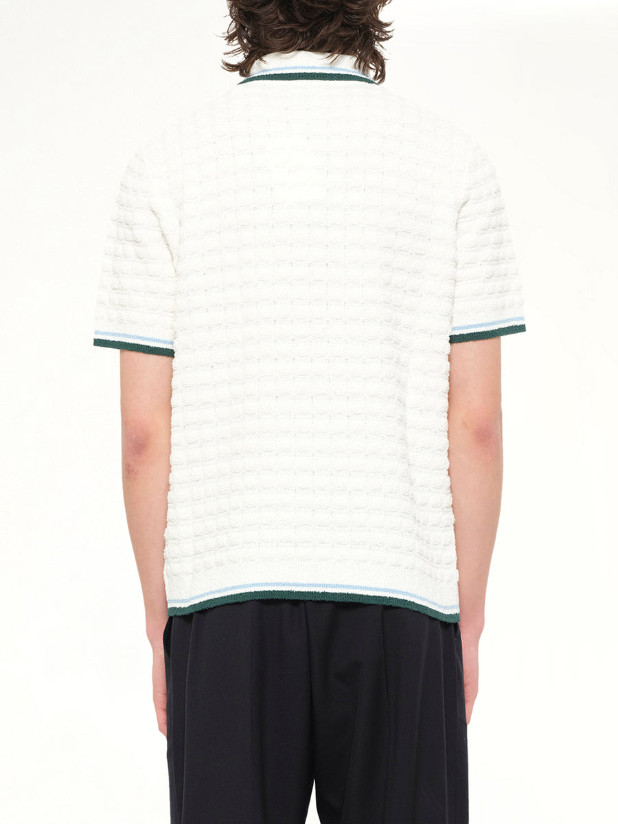 Boucle Short Sleeve Polo in White