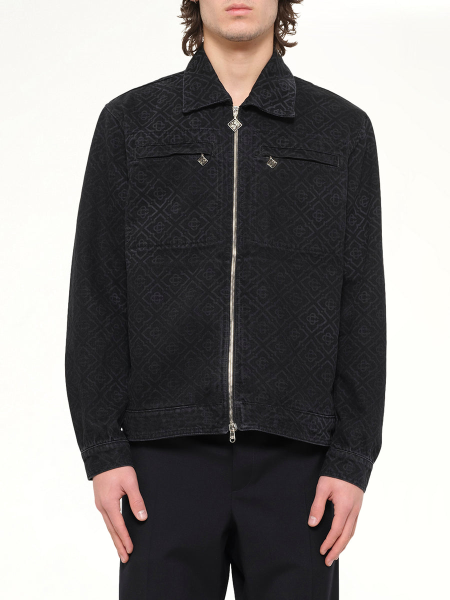 Denim Monogram Jacket in Black