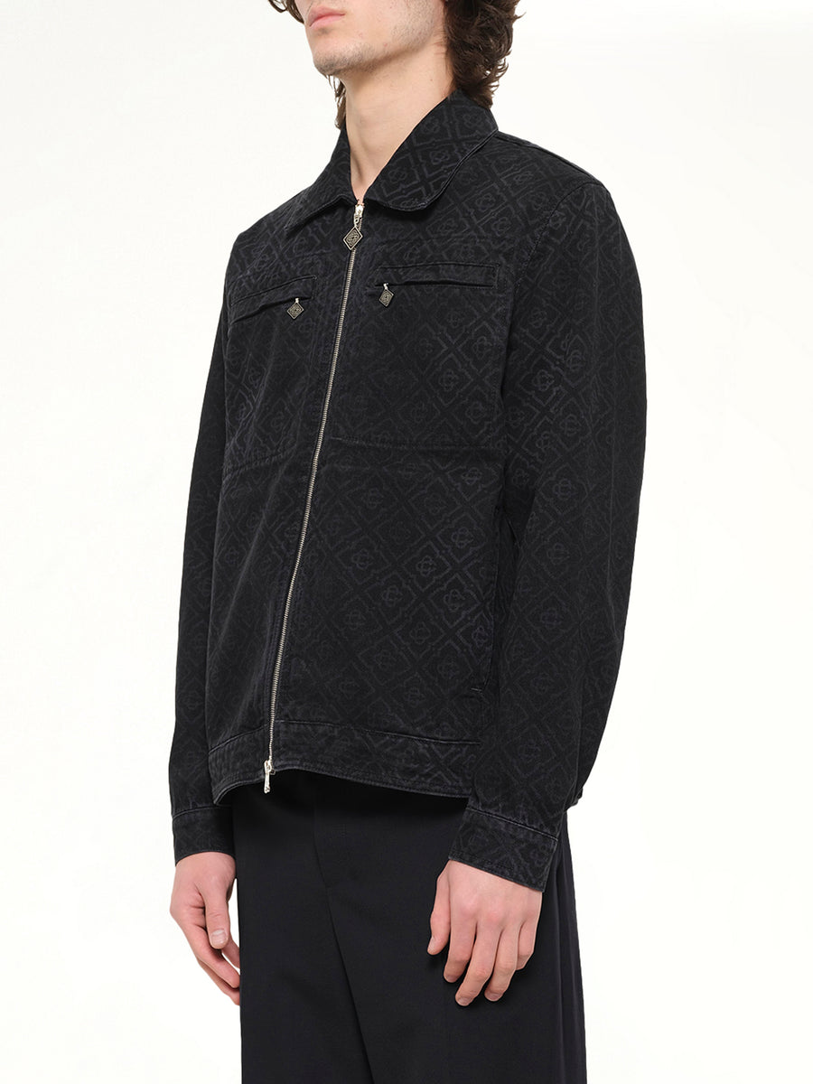 Denim Monogram Jacket in Black
