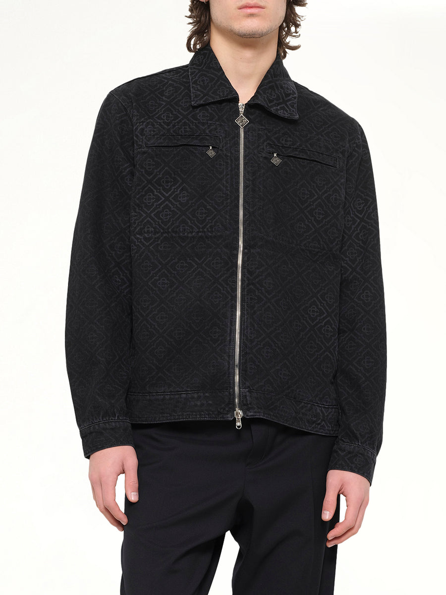 Denim Monogram Jacket in Black