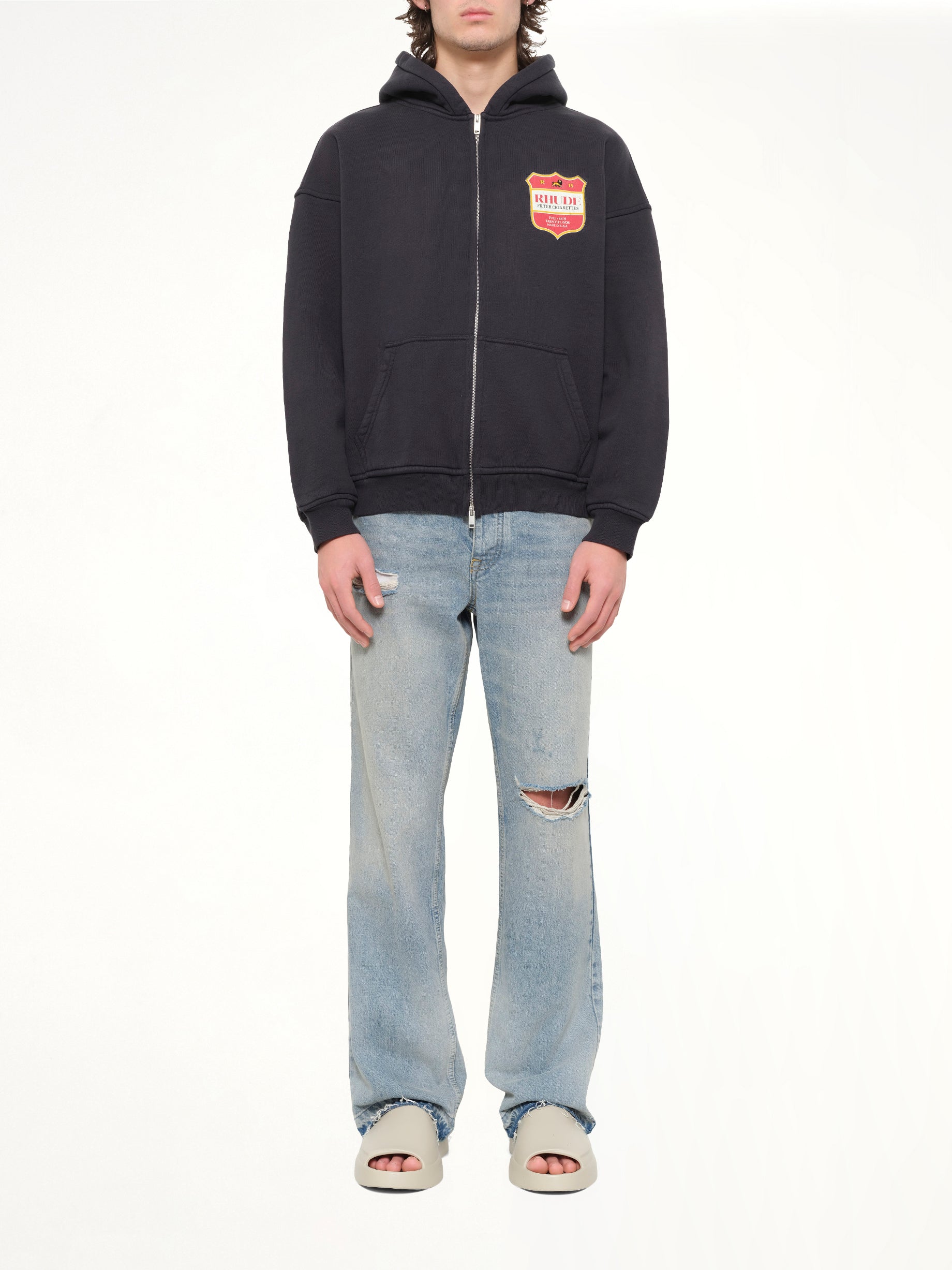 Filtaro Crest Zip-Up Hoodie in Vintage Black