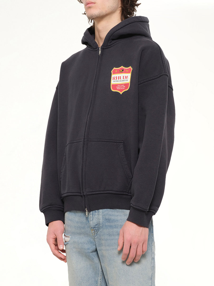 Filtaro Crest Zip-Up Hoodie in Vintage Black