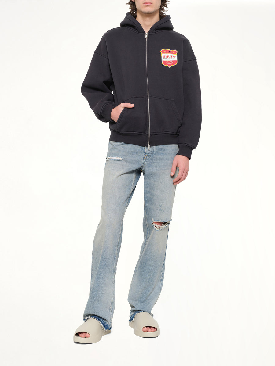 Filtaro Crest Zip-Up Hoodie in Vintage Black