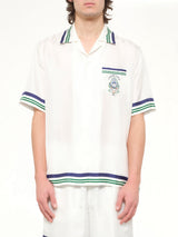 Hotel Emblem Cuban Collar SS Shirt in White