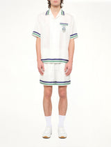 Hotel Emblem Cuban Collar SS Shirt in White
