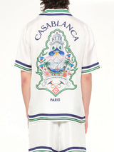 Hotel Emblem Cuban Collar SS Shirt in White