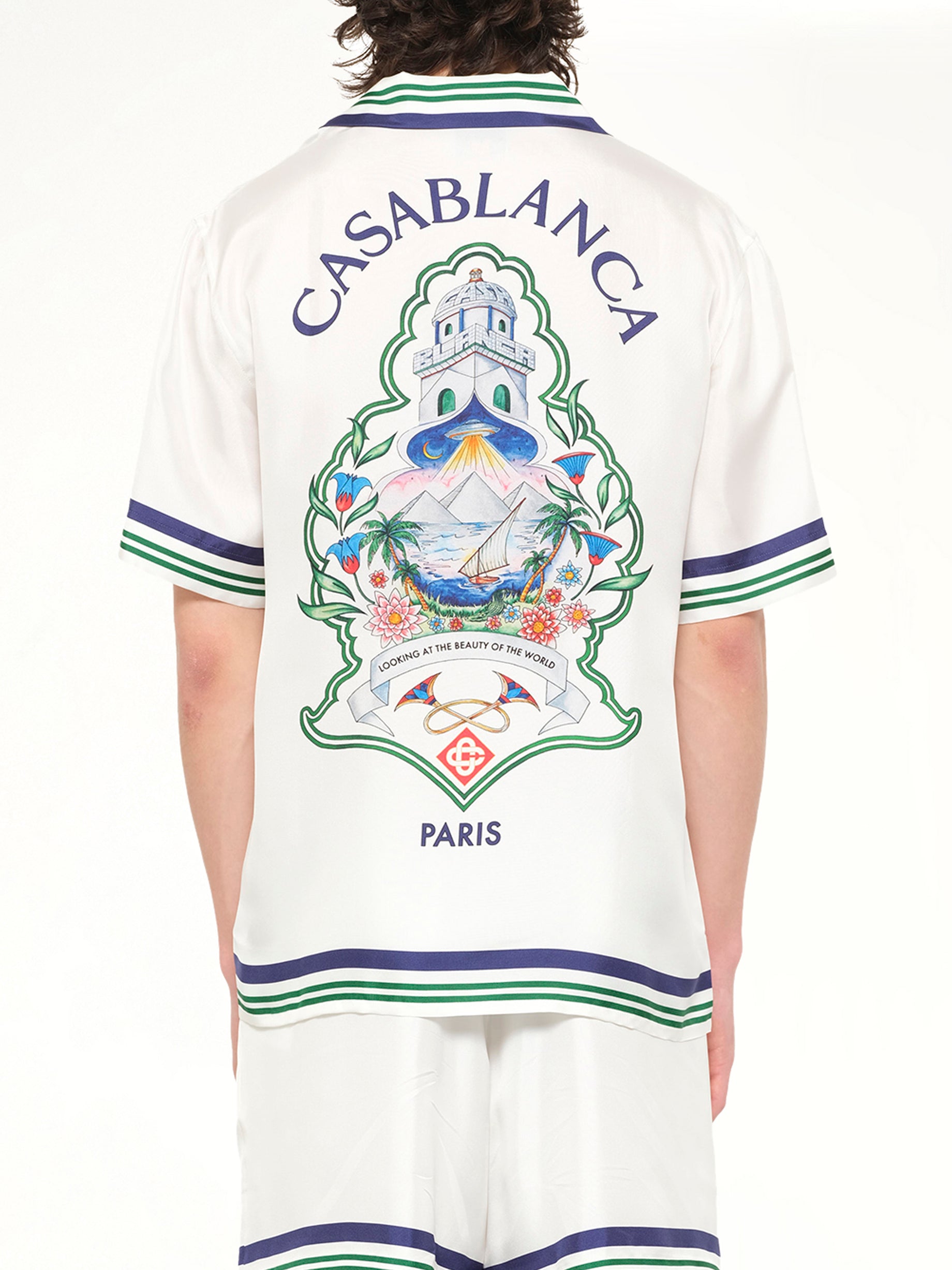 Hotel Emblem Cuban Collar SS Shirt in White