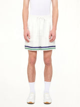 Hotel Emblem Silk Shorts in White