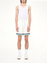 Hotel Emblem Silk Shorts in White