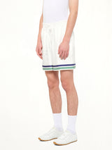 Hotel Emblem Silk Shorts in White