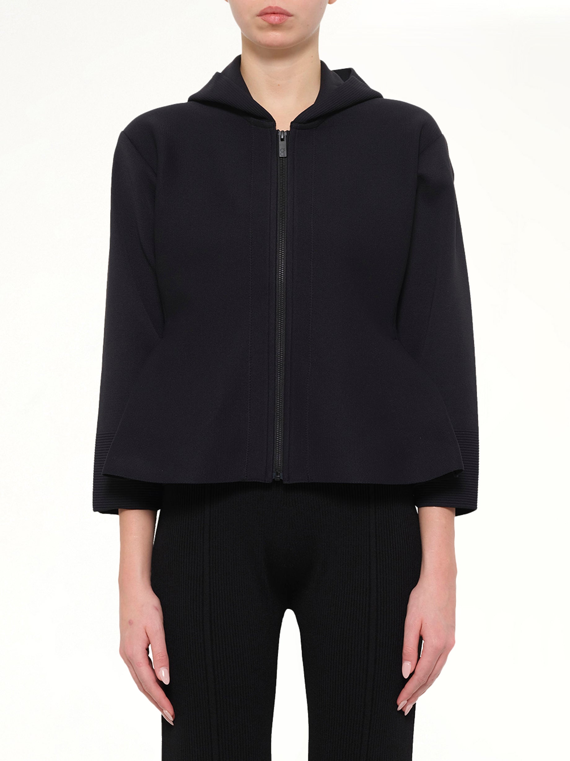 Milan Hoodie Flare Jacket in Black