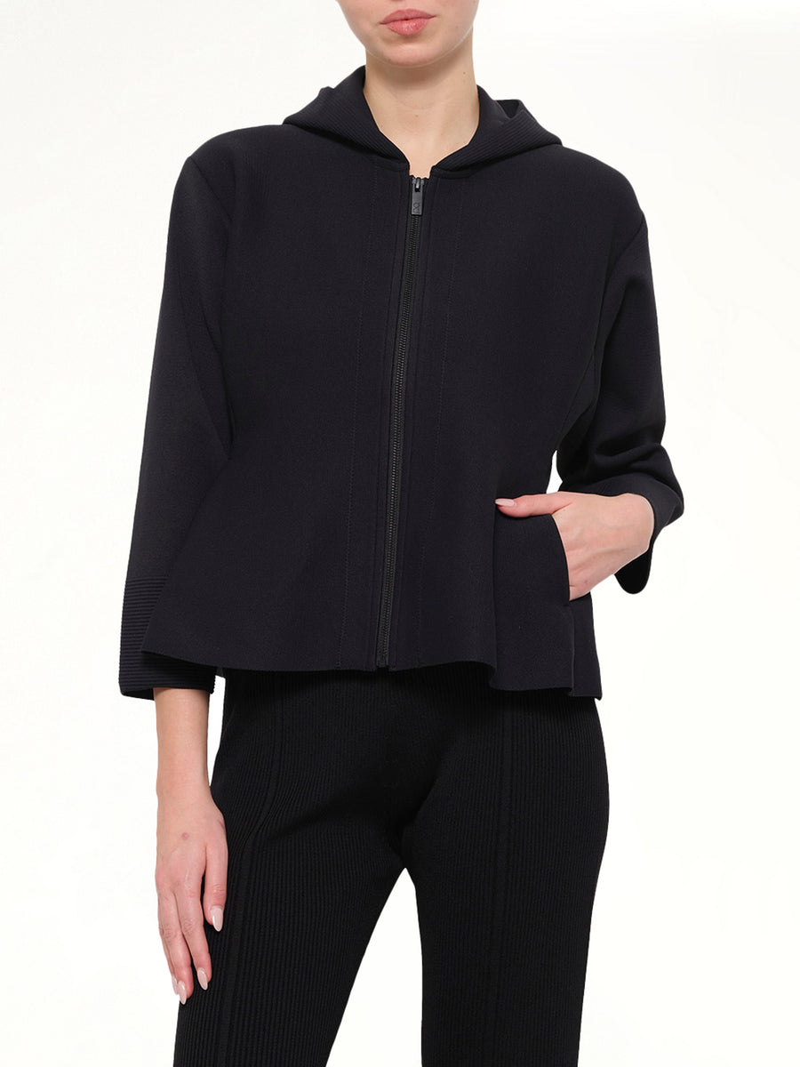 Milan Hoodie Flare Jacket in Black