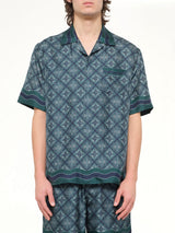Radiating Monogram Cuban Collar SS Shirt in Green