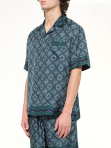Radiating Monogram Cuban Collar SS Shirt in Green