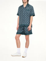 Radiating Monogram Cuban Collar SS Shirt in Green