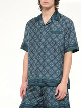 Radiating Monogram Cuban Collar SS Shirt in Green