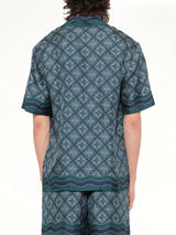 Radiating Monogram Cuban Collar SS Shirt in Green