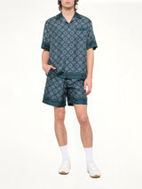 Radiating Monogram Silk Shorts in Green