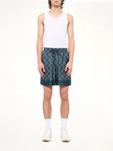 Radiating Monogram Silk Shorts in Green