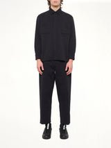 Soft Milan Covered Placket Shirt in Black