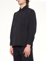 Soft Milan Covered Placket Shirt in Black