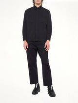 Soft Milan Covered Placket Shirt in Black