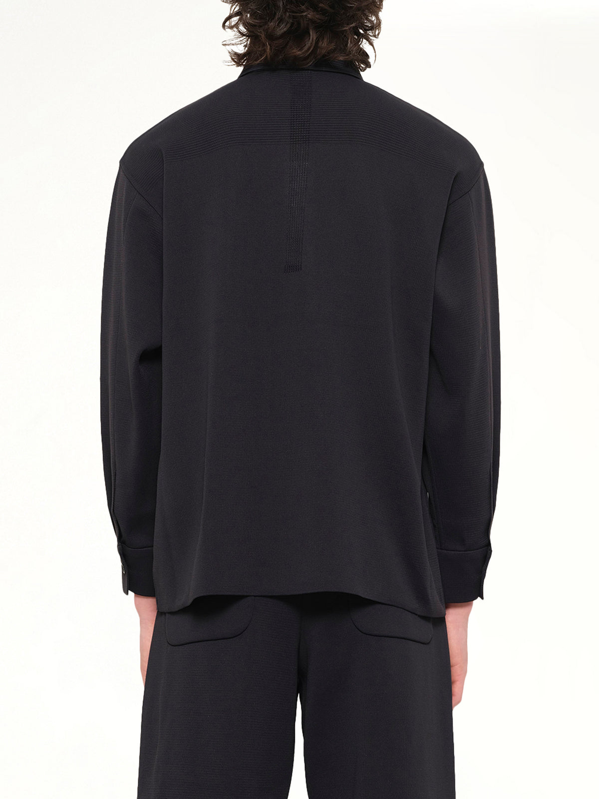 Soft Milan Covered Placket Shirt in Black