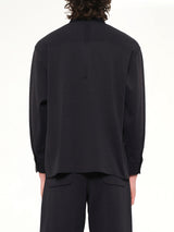 Soft Milan Covered Placket Shirt in Black