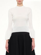 Soft Portrait Long Bell Sleeve Top in White