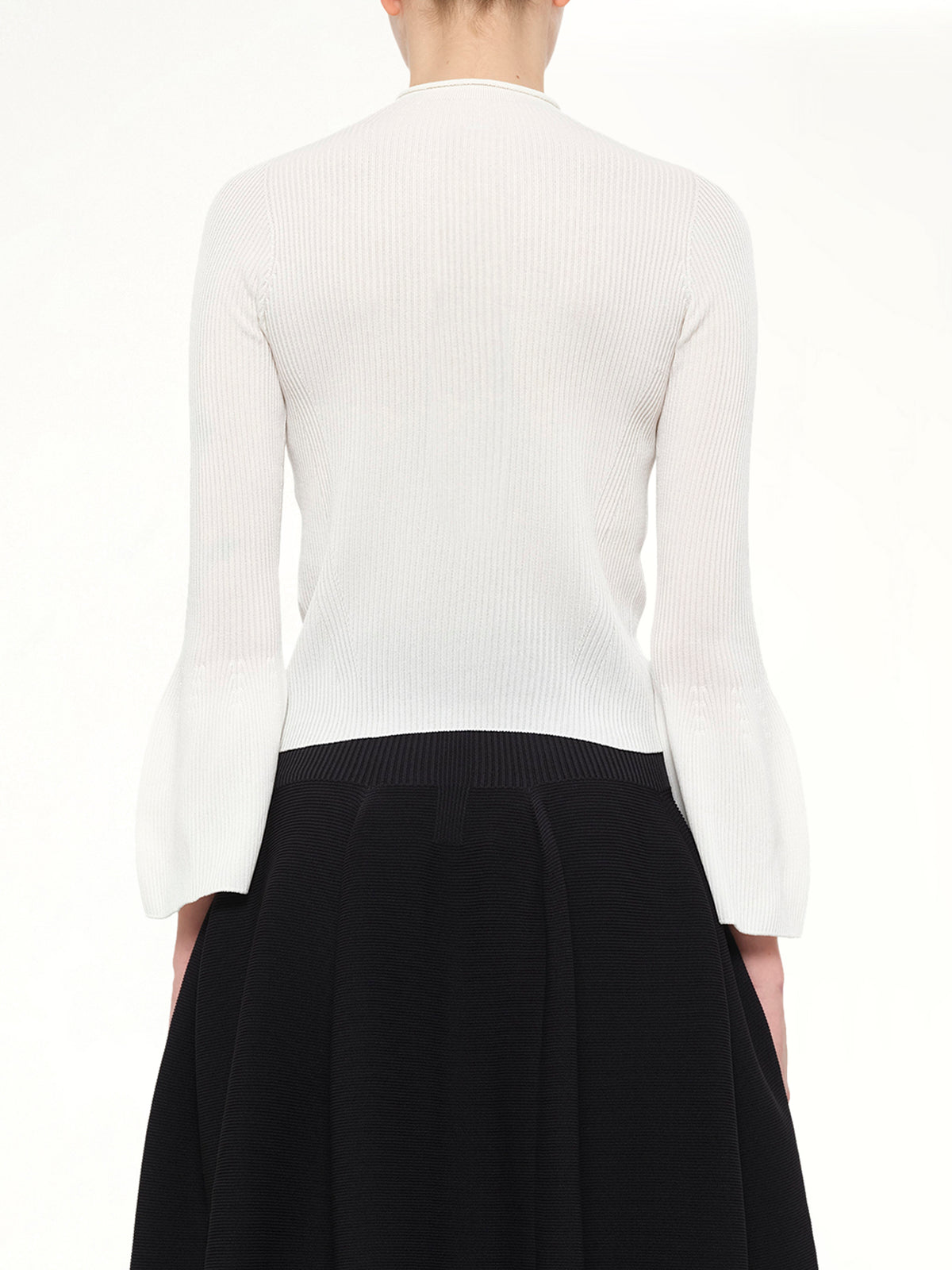 Soft Portrait Long Bell Sleeve Top in White
