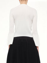 Soft Portrait Long Bell Sleeve Top in White